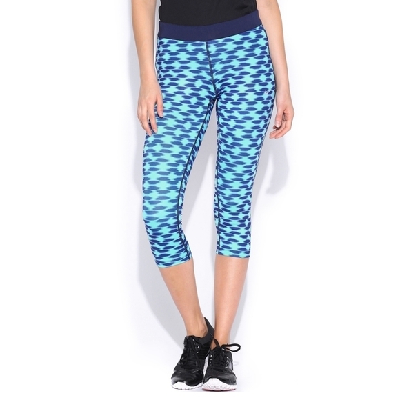 Nike Dri-Fit Blue Printed Run Relay Crop Leggings - Picture 1 of 12